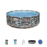 Bestway 56993 BW Каркасный бассейн Power Steel 427x122см "Камень" 15232л, фил.-нас. 3028л/ч, лестн., тент, попл.-доз. Bestway 56993 BW Каркасный бассейн Power Steel 427x122см "Камень" 15232л, фил.-нас. 3028л/ч, лестн., тент, попл.-доз.